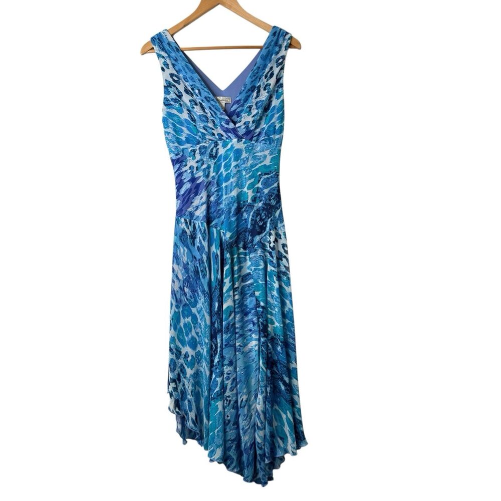 Y2K Babydoll Asymmetrical Chiffon Midi Dress Sz 6 Floral Sleeveless Fairy V Neck